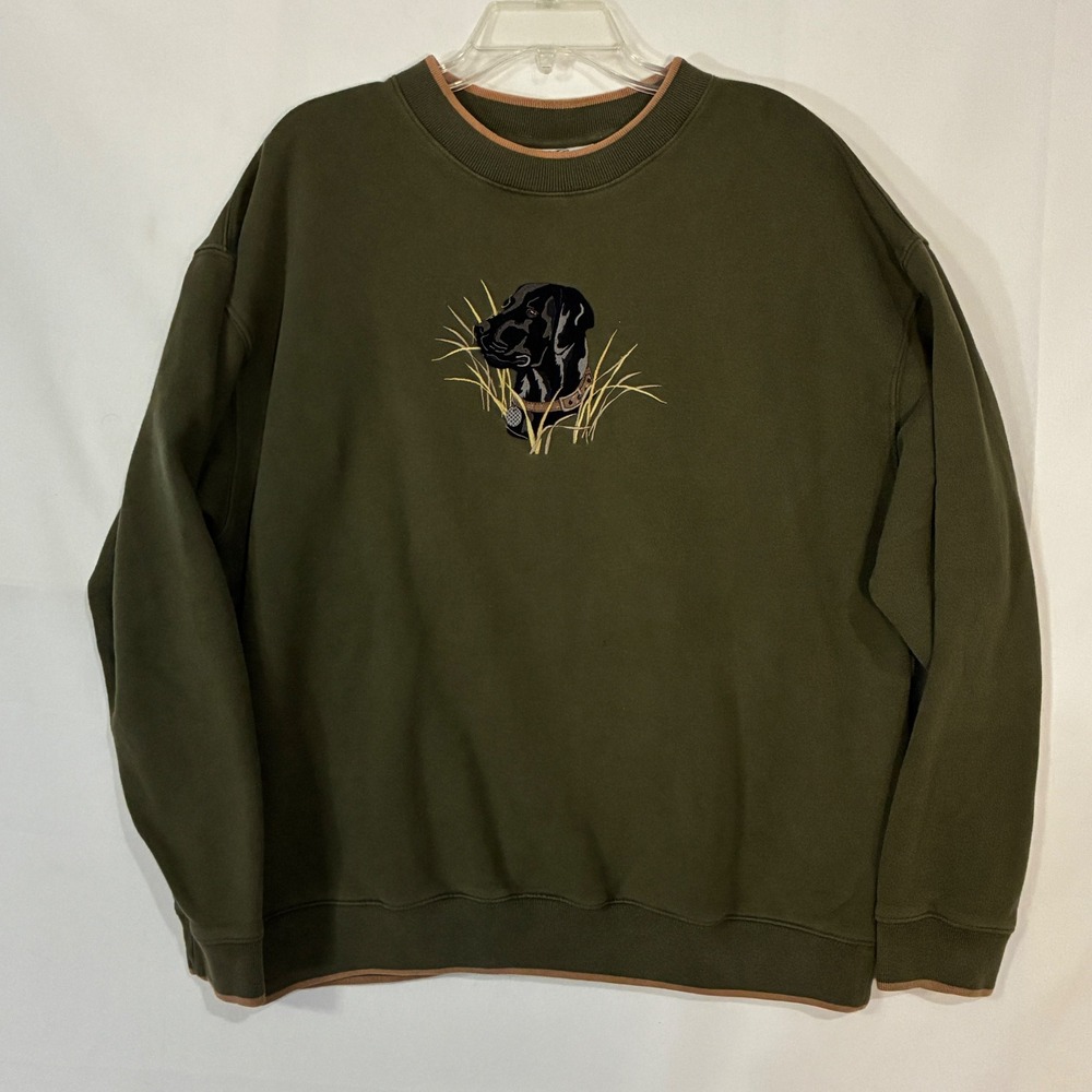 Vintage MC Sport Hunting Dog Sweatshirt XL Embroidered Green Black Lab Gorpcore